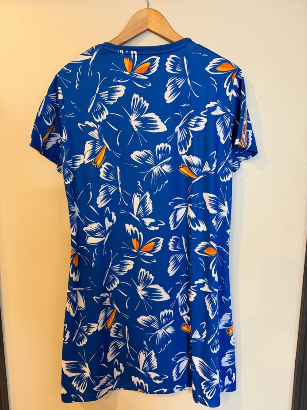 NWT Farm Rio x Adidas Blue Butterfly Retro Ringer Mini T-Shirt Dress XL - Picture 4 of 15